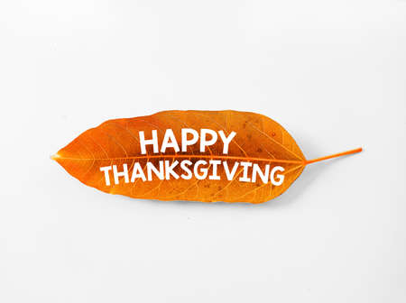 Text sign showing Happy Thanksgiving. Business approach Thanksgiving Day is the national holiday of the United States Abstract Displaying Different Colorful Autumn Leavesの写真素材