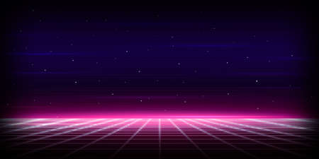 3D Rendered Retro Illustration Background with Dark Blue and Purple Colors. Abstract retro...