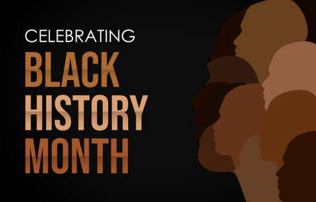 Celebrating Black History Month Concept Abstract Background Banner. Abstract Art faces with all skin colorsの写真素材
