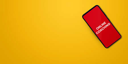 New normal concept. Mobile phone on yellow background. Vector stock illustrationの写真素材