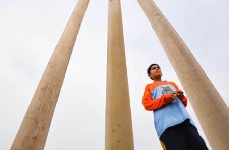Portrait of a young man in a sportswear.の写真素材