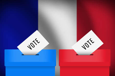 France election concept. Ballot box on flag background. Vector illustration