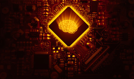 Abstract Artificial intelligence (AI), machine learning and cloud computing concept. 3D Rendering