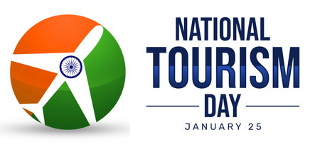 National Tourism Day. 26 January. Holiday concept. Template for background, banner, card, poster with text inscription. Vector illustration.の写真素材