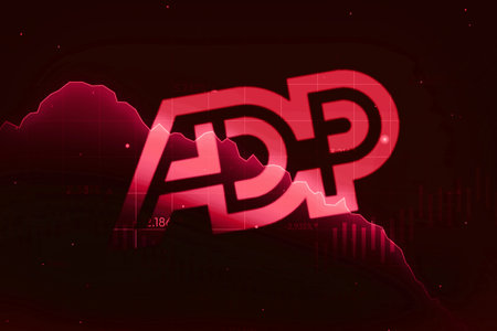 Automatic Data Processing Company going in record loss, editorial news concept backdrop. ADP in loss...