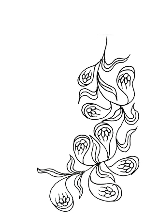 simple floral Batik design Pattern in black and whiteのイラスト素材