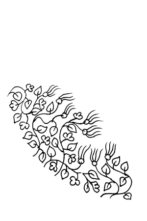 simple floral Batik design Pattern in black and whiteのイラスト素材