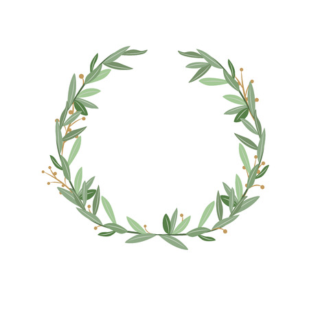 Botanical wreath vector illustration. Wildflower and herb illustration - Vectorのイラスト素材