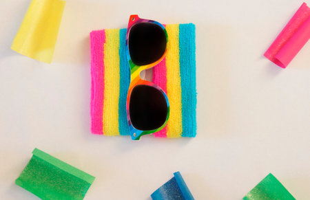 Bright accessories and rainbow sunglasses