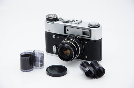 Vintage camera and filmの写真素材