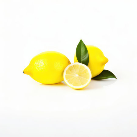 lemon and slice isolated on a white background. Generative AIの素材
