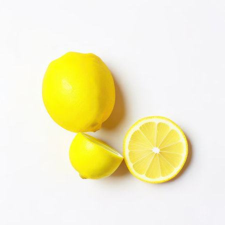lemon and slice isolated on a white background. Generative AIの素材
