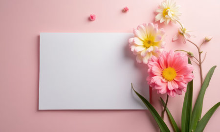 Bouquet of flowers is placed on a background with an inscription Happy Womens Dayの素材
