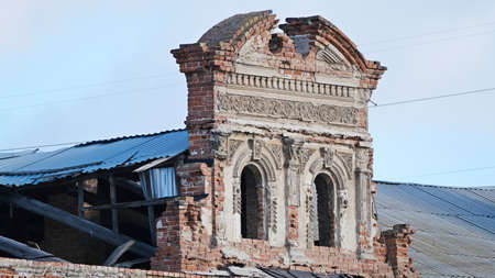 Old destroyed brick building in Russiaの写真素材