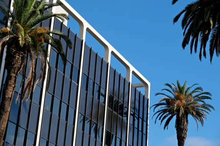 Elements and facades of buildings on the streets of Los Angeles, USA, July 2019.の写真素材