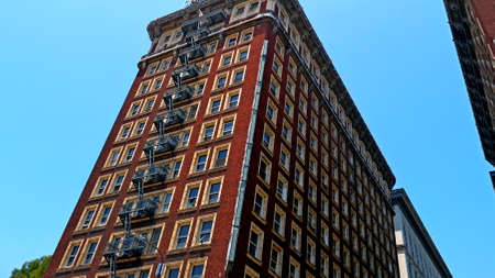 Elements and facades of buildings on the streets of Los Angeles, USA, July 2019.のeditorial素材