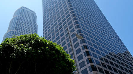 Elements and facades of buildings on the streets of Los Angeles, USA, July 2019.のeditorial素材