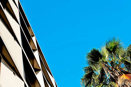 Elements and facades of buildings on the streets of Los Angeles, USA, July 2019.のeditorial素材