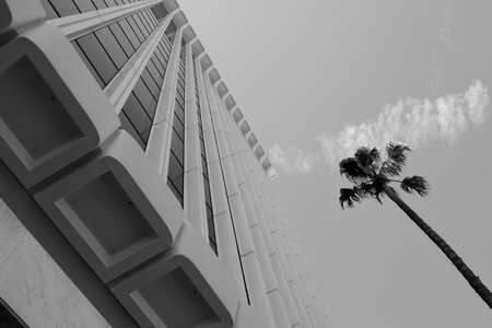 Elements and facades of buildings on the streets of Los Angeles, USA, July 2019.のeditorial素材