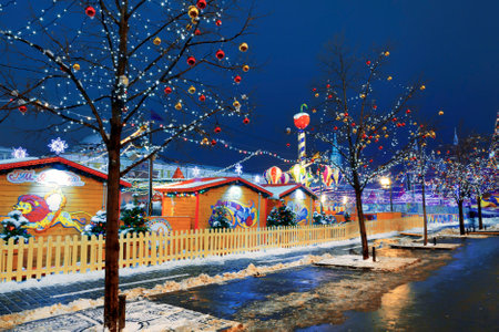 Christmas fair in the center of Moscow, Red square, Russiaのeditorial素材