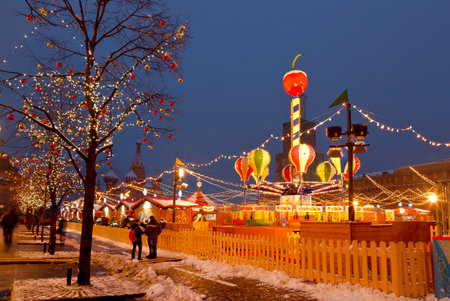 Christmas fair in the center of Moscow, Red square, Russiaのeditorial素材