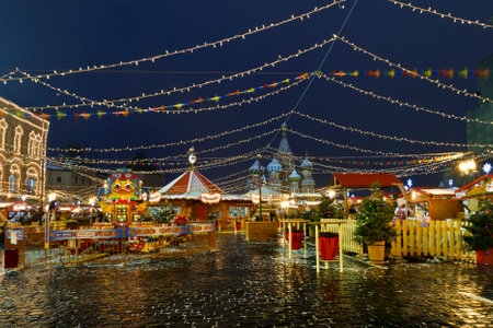 Christmas fair in the center of Moscow, Red square, Russiaのeditorial素材