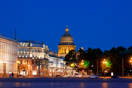 Night Saint-Petersburg, Palace square, Russiaのeditorial素材