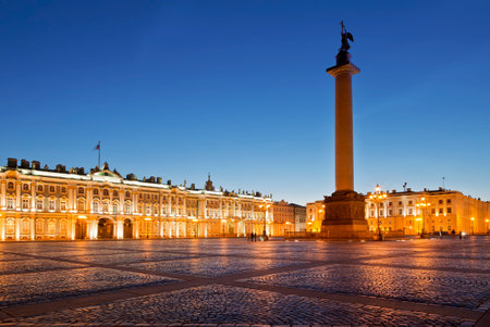 Palace square at night, St. Petersburg, Russiaのeditorial素材