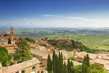 Scenery of old town of Montalcino in Val d'Orcia.の写真素材