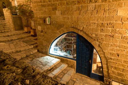 TEL AVIV, ISRAEL - DECEMBER 02, 2015: The ancient city of Jaffa at night, Tel Aviv, Israelのeditorial素材