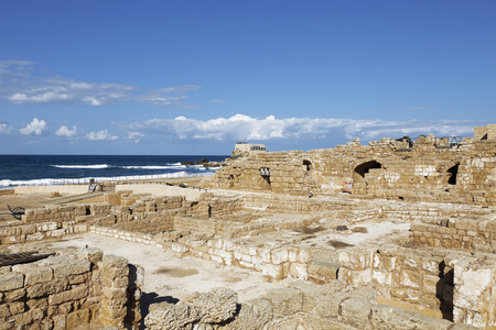 The architecture of the Roman period in the national park Caesarea on the Mediterranean coast of...