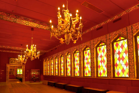 MOSCOW, RUSSIA - FEBRUARY 21, 2012: The Palace of Tsar Alexei Mikhailovich. Entrance hall, where foreign ambassadors waited there for an audience with the Emperorのeditorial素材