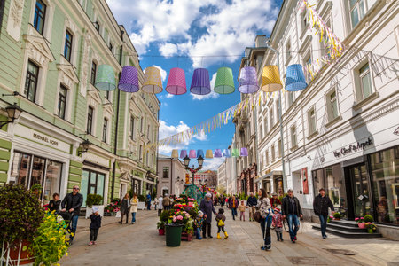 MOSCOW, RUSSIA - APRIL 24, 2016: the Festival Easter in Moscow , the decoration in Stoleshnikov...