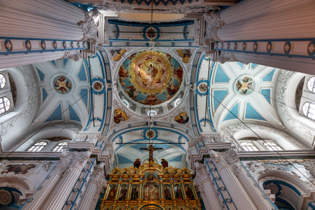 ISTRA, RUSSIA - MAY 27, 2016: the Iconostasis of the Resurrection cathedral of the Voskresensky New-Jerusalem stavropegial male monastery, Istra, Moscow region, Russiaのeditorial素材