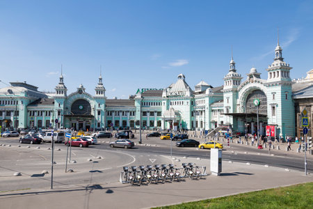 MOSCOW, RUSSIA - JUNE 04, 2016: View of the building of the Belarusian railway station, Moscow, Russiaのeditorial素材