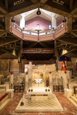 NAZARETH, ISRAEL - DECEMBER 06, 2015: The interior of the Basilica of the Annunciation. Nazareth, Israelのeditorial素材