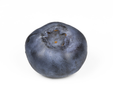 A single berry of blueberry on white backgroundの写真素材