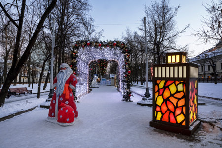 MOSCOW, RUSSIA - JANUARY 11, 2016: New year Moscow, Tverskoy Boulevard, Russiaのeditorial素材