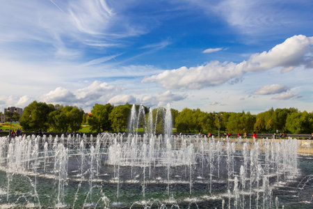 The fountain in the park of Museum-reserve "Tsaritsyno", Moscow, Russiaのeditorial素材