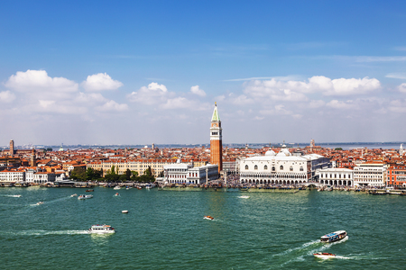 View from the top of Venice, St. Mark's Square and the lagoonの写真素材
