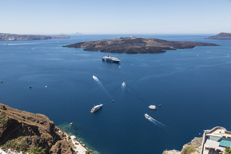 Top view of the Caldera from Santorini, Greeceの写真素材