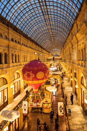 New Year's decoration in GUM (Main department store), Moscow, Russiaのeditorial素材
