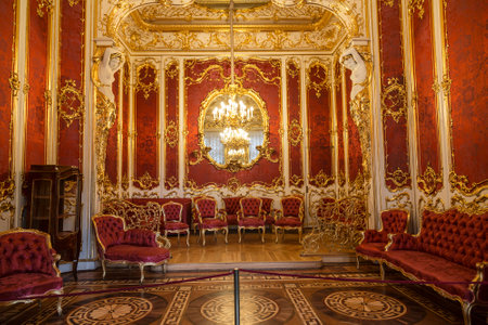 Winter Palace. Interior boudoir of the Empress Maria Alexandrovna, the wife of the Russian Emperor Alexander II.のeditorial素材