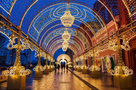 New Year's decorations on the New Square in Moscow, Russiaのeditorial素材