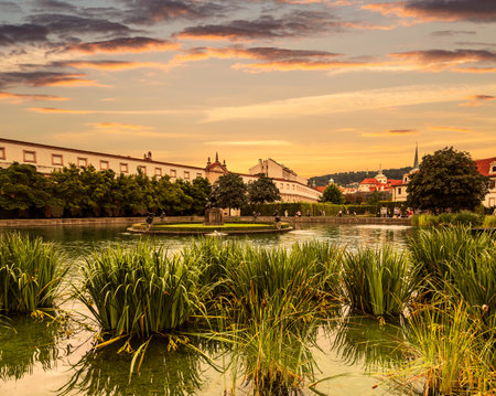 Wallenstein Palace and Gardens in Prague at sunset, Czech Republicのeditorial素材