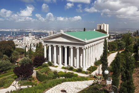 Bahai gardens, the building of the International archives in Haifa, Israelの写真素材