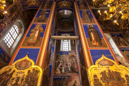 The interior of the Cathedral of the Nativity of the virgin. Kremlin. Suzdal, Vladimir region,...