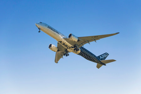 International aviation and space salon in Zhukovsky. Demonstration flight of the long-haul wide-body...