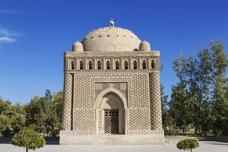 Samanid mausoleum, a monument of early medieval architecture,  Bukhara, Uzbekistanの写真素材