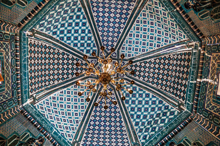 Decoration of the dome of the mausoleum of Kusam Ibn Abbas. The monument of medieval architecture...